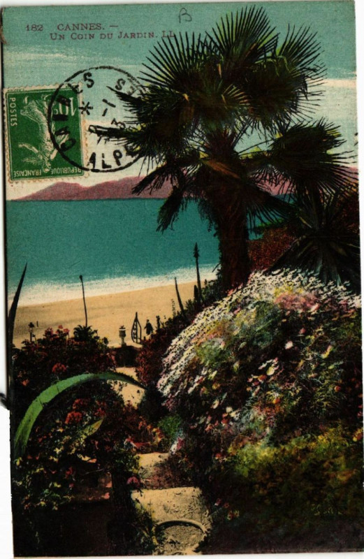 Carte postale ancienne Cannes - Un Coin du Jardin à Cannes