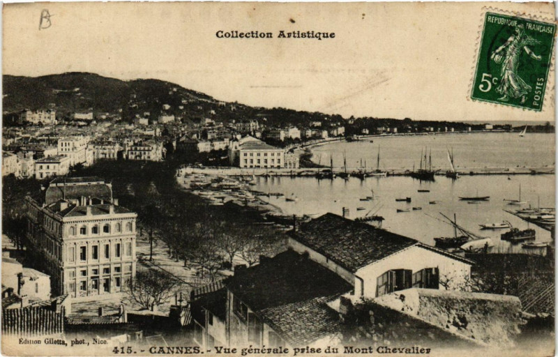 Carte postale ancienne Cannes - Vue générale prise du Mont Chevalier à Cannes