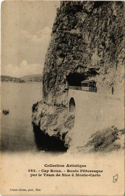 Carte postale ancienne Cap Roux - Route Pittoresque par le Tra de Nice a Monte-Carlo à Nice