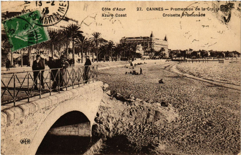 Carte postale ancienne Cote d'Azur - Cannes - Promenade de la Croisette à Cannes