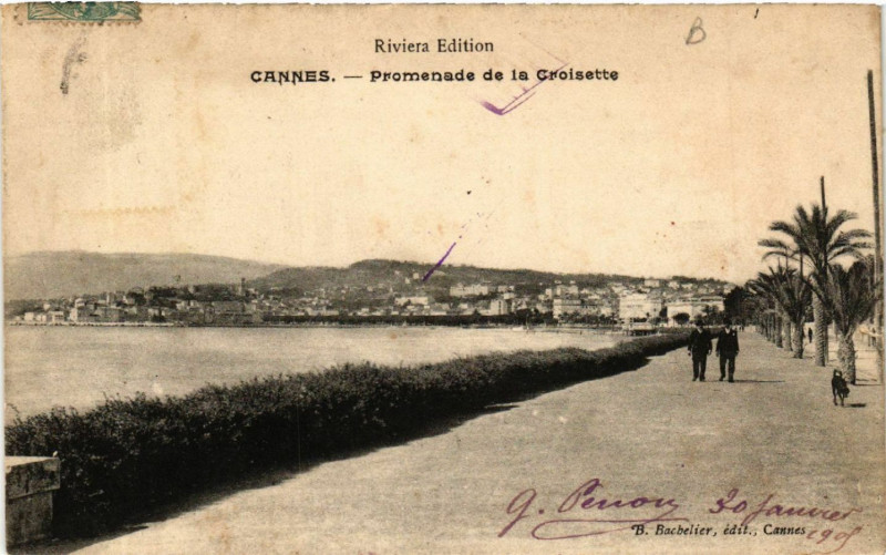 Carte postale ancienne Riviéra Edition - Cannes - Promenade de la Croisette à Cannes