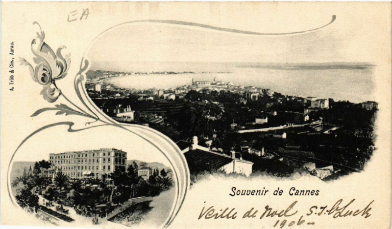 Carte postale ancienne Souvenir de Cannes à Cannes