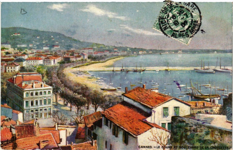 Carte postale ancienne Cannes - Le Cours et Boulevard de la Chroisette à Cannes