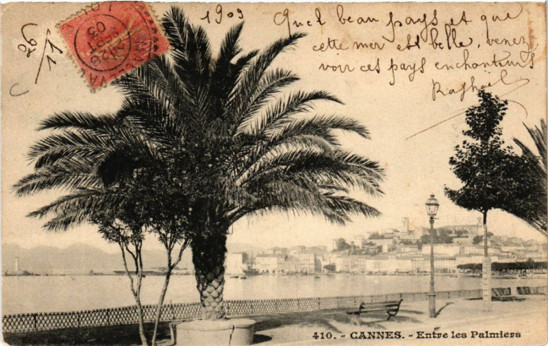 Carte postale ancienne Cannes - Entrée les Palmiers à Cannes