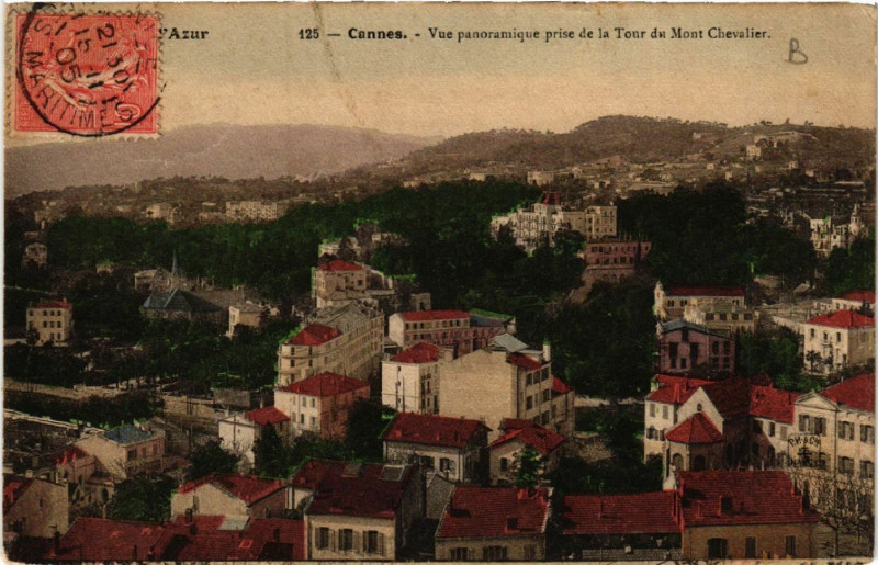 Carte postale ancienne Cannes - Vue panoramique prise de la Tour de Mont Chevalier à Cannes