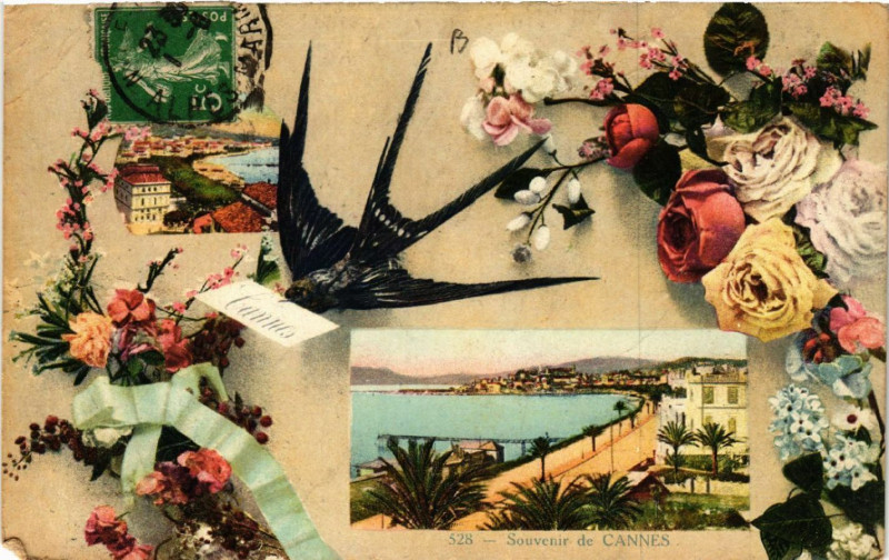Carte postale ancienne Souvenir de Cannes à Cannes