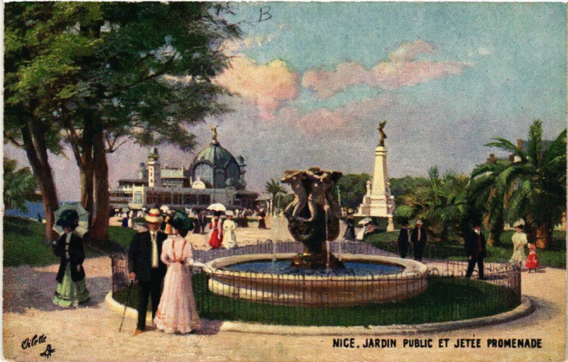 Carte postale ancienne Nice - Jardin Public et Jetée Promenade à Nice