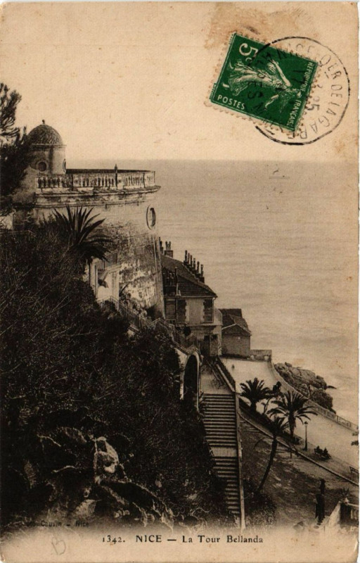 Carte postale ancienne Nice - La Tour Bellanda à Nice