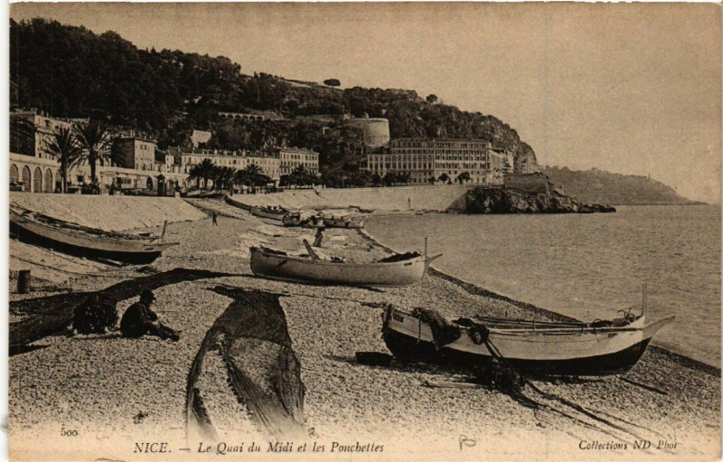 Carte postale ancienne Nice - Le Quai du Midi et les Ponchettes à Nice