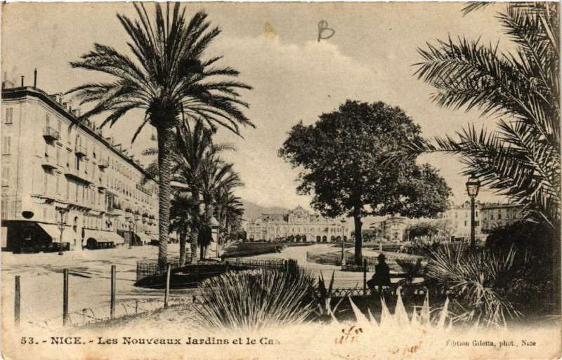 Carte postale ancienne Collection Artistique - Nice - Les Nouveaux Jardins et le Casino à Nice