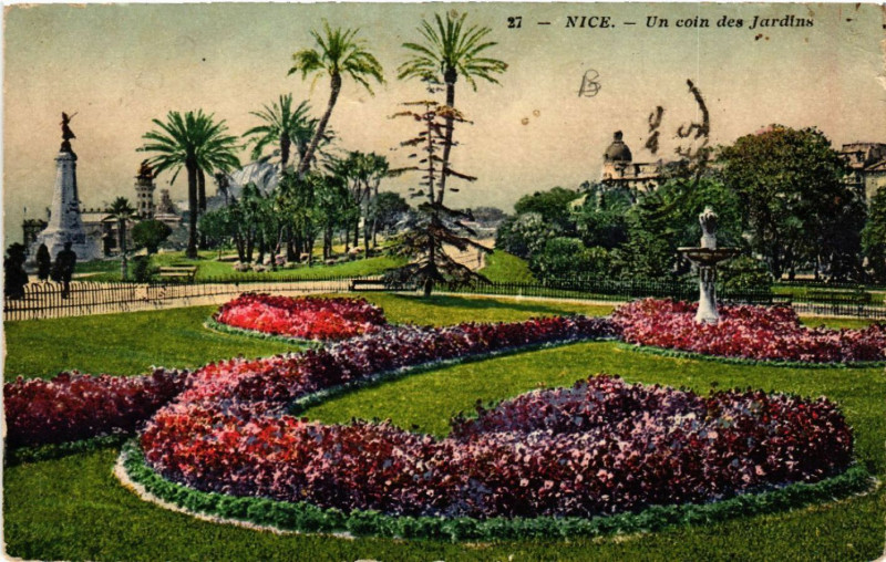 Carte postale ancienne Nice - Un coin des Jardins à Nice