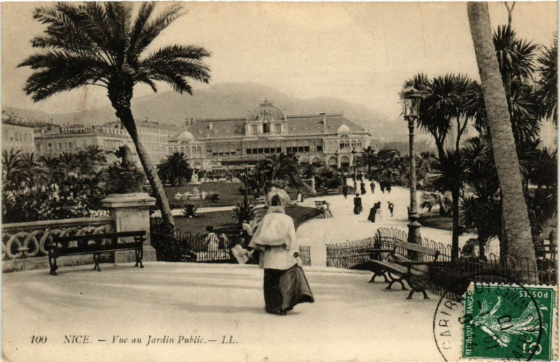 Carte postale ancienne Nice - Vue au Jardin Public à Nice