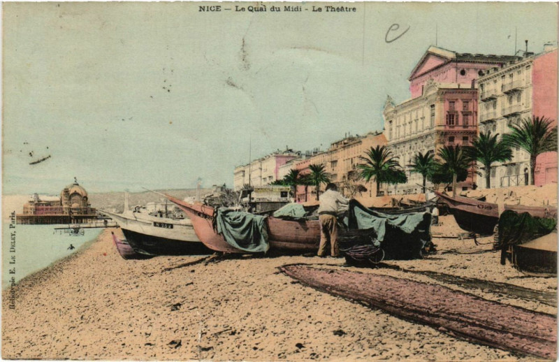 Carte postale ancienne Nice - Le Quai du Midi - Le Théatre à Nice