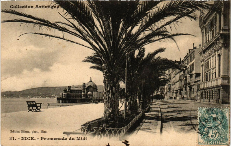 Carte postale ancienne Collection Artistique - Nice - Promenadei du Midi à Nice