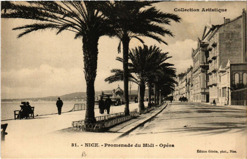 Carte postale ancienne Collection Artistique - Nice - Promenade du Midi - Opéra à Nice