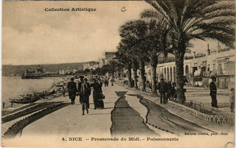 Carte postale ancienne Collection Artistique - Nice - Promenade du Midi - Poissonnerie à Nice