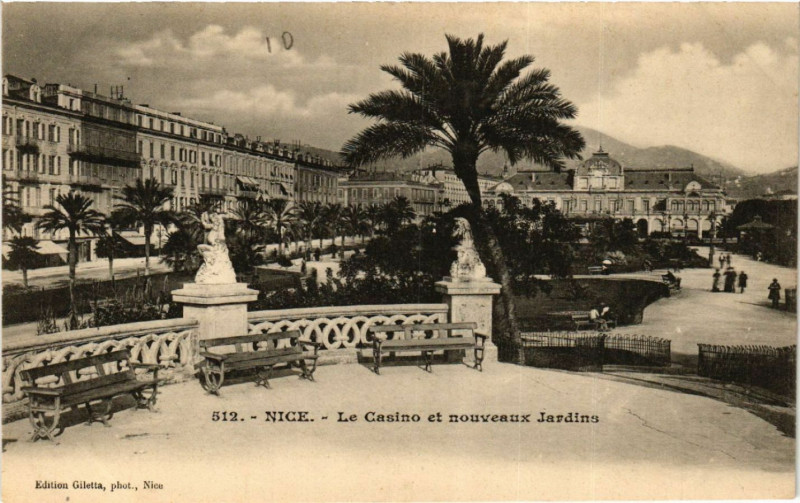 Carte postale ancienne Nice - Le Casino et nouveaux Jardins à Nice