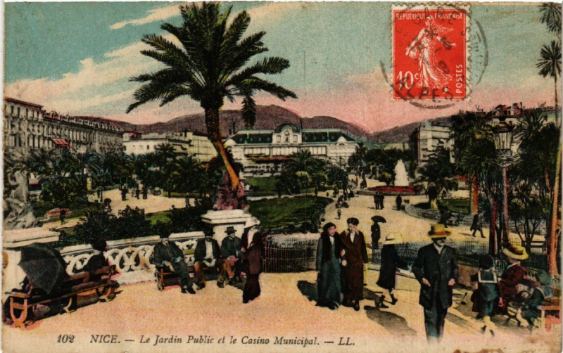 Carte postale ancienne Nice - Le Jardin Public et le Casino Municipal à Nice