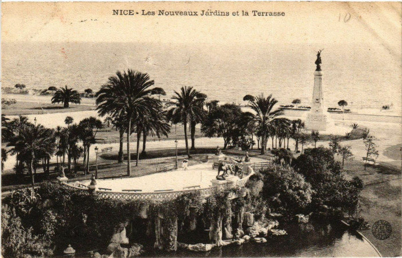 Carte postale ancienne Nice - Les Noveaux Jardins et la Terrasse à Nice