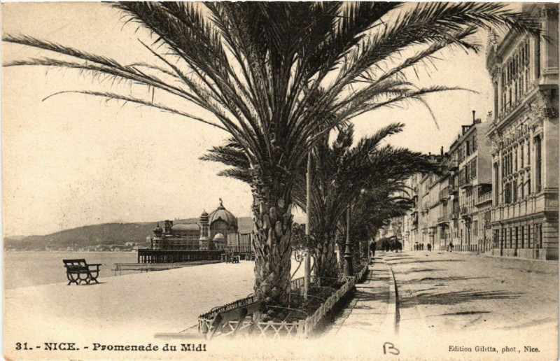 Carte postale ancienne Nice - Promenade du Midi à Nice