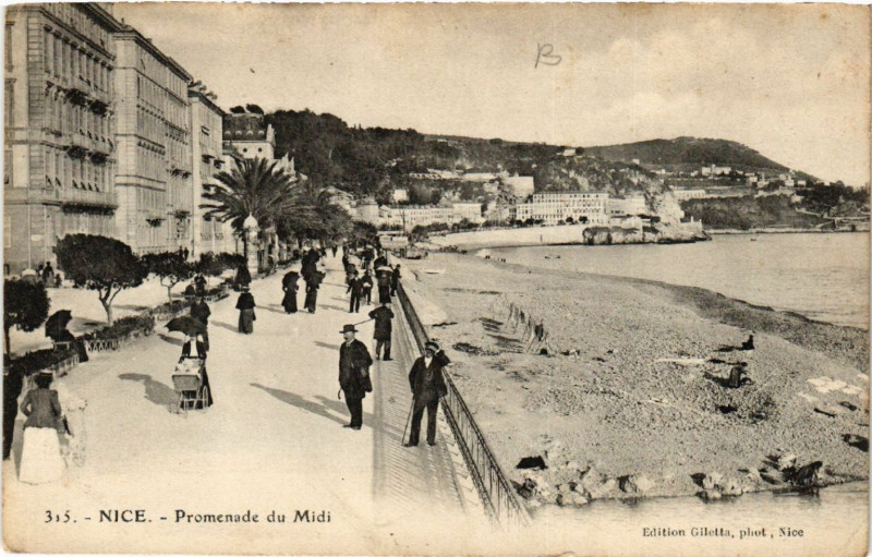 Carte postale ancienne Nice - Promenadei du Midi à Nice