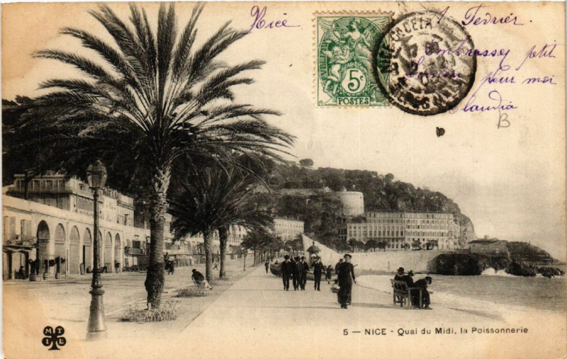Carte postale ancienne Nice - Quai du Midi, la Poissonnerie à Nice