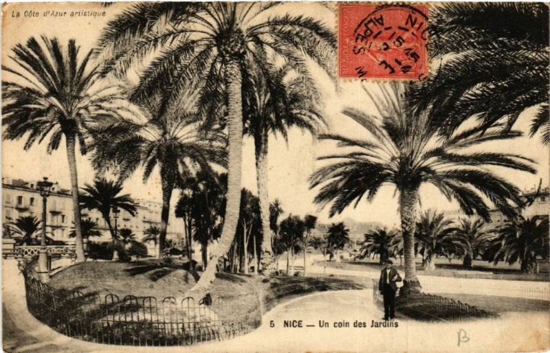 Carte postale ancienne Nice - Un coin des Jardins à Nice