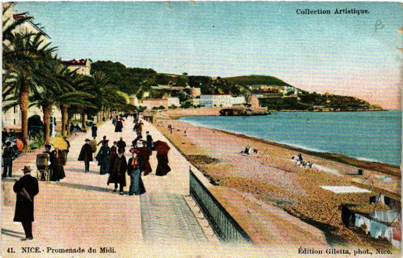 Carte postale ancienne Collection Artistique - Nice - Promenade du Midi à Nice