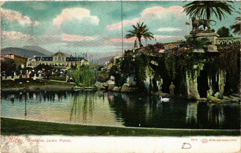 Carte postale ancienne Nice - Grotte de Jardin Public à Nice