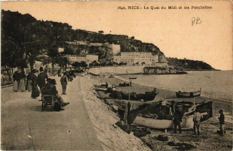 Carte postale ancienne Nice - Le Quai du Midi et les Ponchettes à Nice