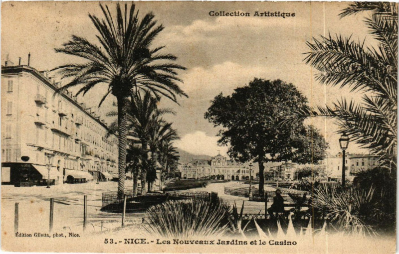 Carte postale ancienne Nice - Les Nouveaux Jardins et le Casino à Nice