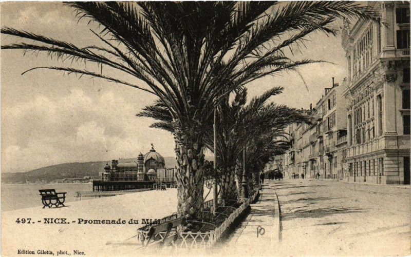 Carte postale ancienne Nice - Promenade du Midi à Nice