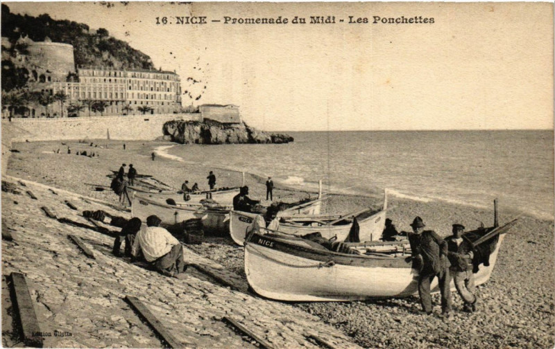 Carte postale ancienne Nice - Promenade du Midi - Les Ponchettes à Nice