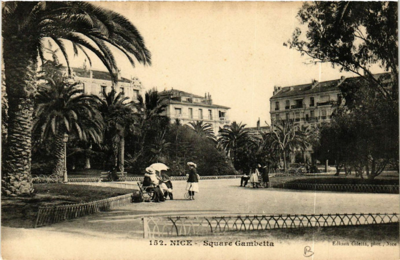 Carte postale ancienne Nice - Square Gambetta à Nice
