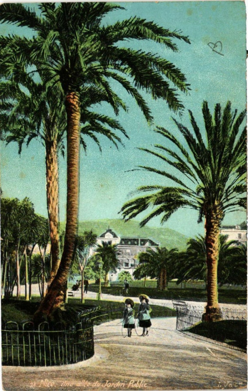 Carte postale ancienne Nice - Une allée de Jardin Public à Nice
