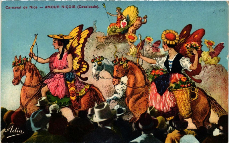 Carte postale ancienne Carneval de Nice - Amour Nicois (Cavalcade) à Nice