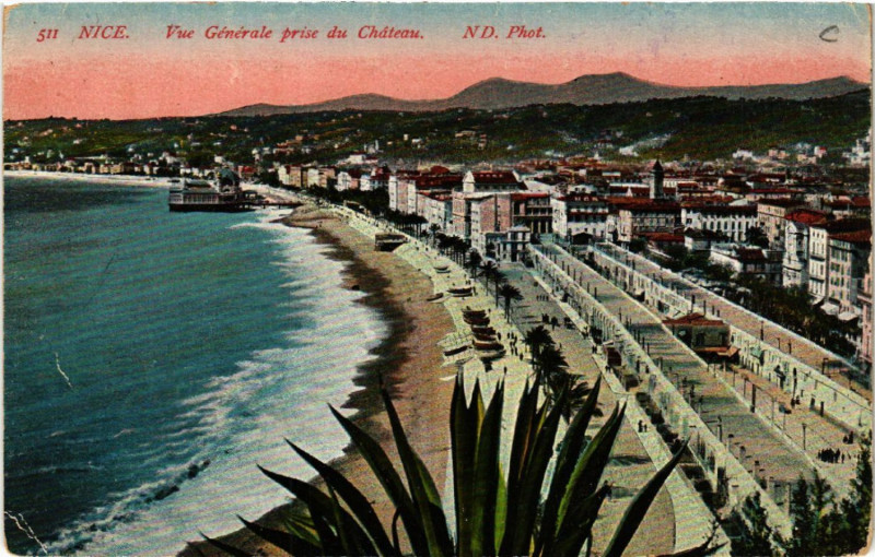 Carte postale ancienne Nice - Vue Générale prise du Chateau à Nice