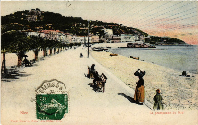 Carte postale ancienne Nice - La promenade du Midi à Nice