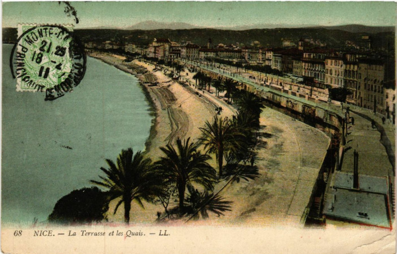 Carte postale ancienne Nice - La Terrasse et les Quais à Nice