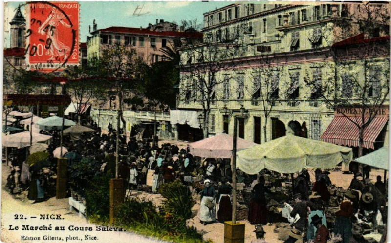 Carte postale ancienne Nice - Le Marché au Cours Saleva à Nice