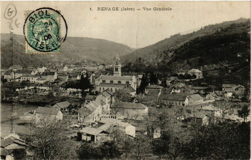 Carte postale ancienne Renage - Vue générale à Renage