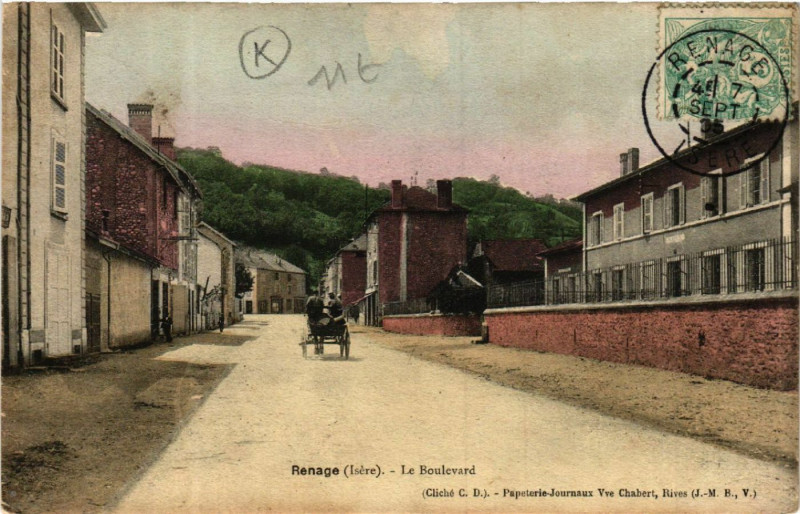 Carte postale ancienne Renage - Le Boulevard à Renage