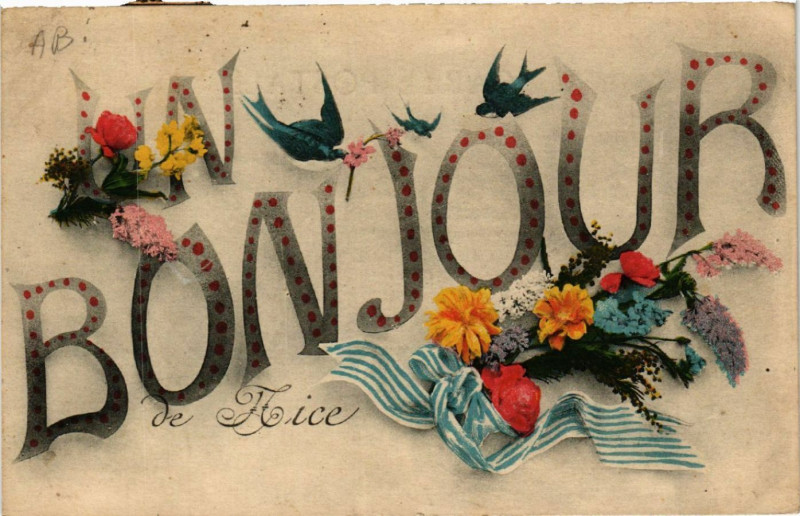 Carte postale ancienne Un Bonjour de Nice à Nice