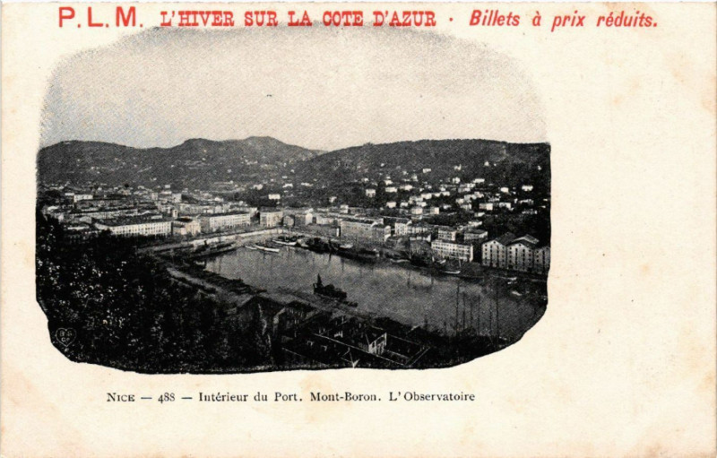 Carte postale ancienne Nice - Intérieur du Port Mont-Boron L'Observatoire à Nice