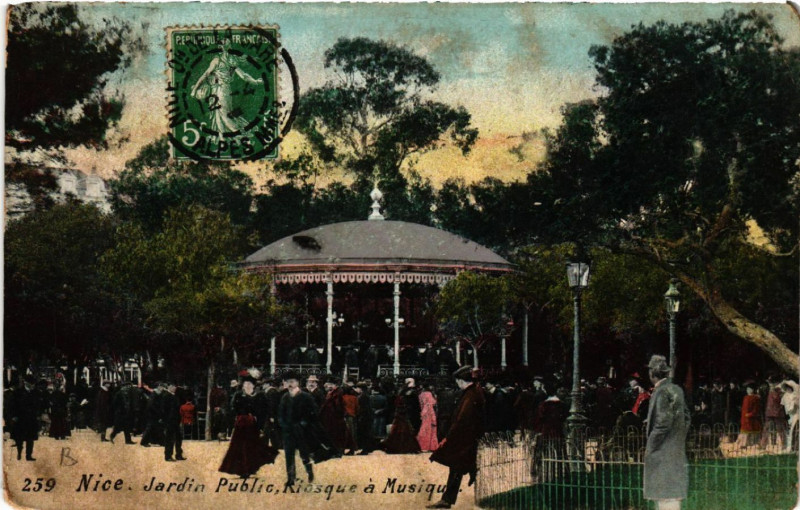 Carte postale ancienne Nice - Jardin Public, Kiosque a Musique à Nice