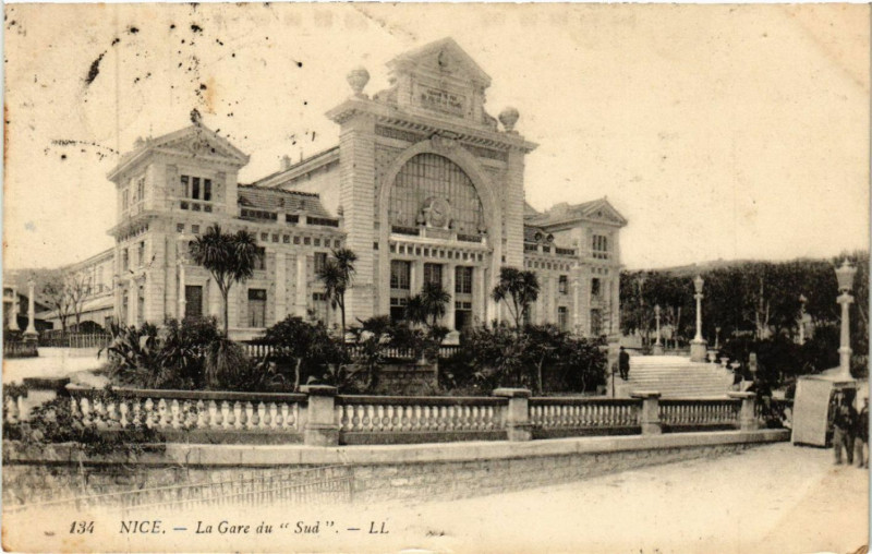 Carte postale ancienne Nice - La Gare du Sud à Nice