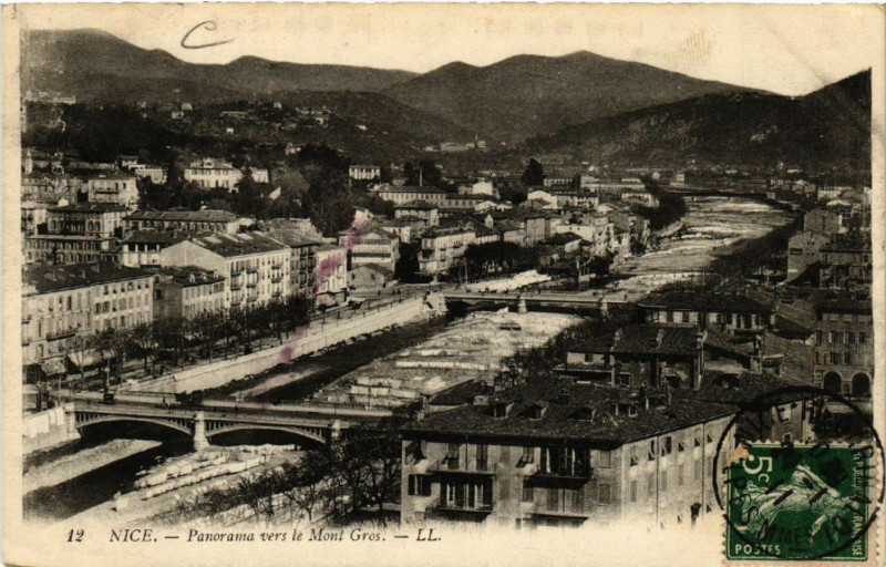 Carte postale ancienne Nice - Panorama vers le Moni Gros à Nice