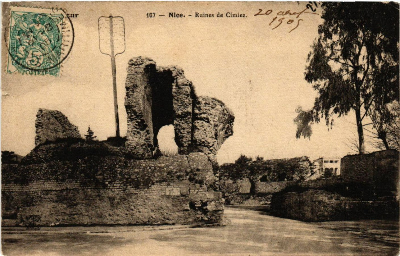Carte postale ancienne Nice - Ruines de Cimiez à Nice