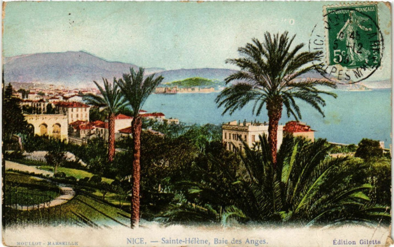 Carte postale ancienne Nice - Sainte-Héléne, Baie des Anges à Nice