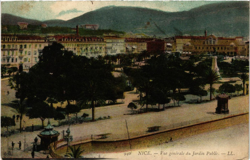 Carte postale ancienne Nice - Vue générale du Jardin Publuc à Nice
